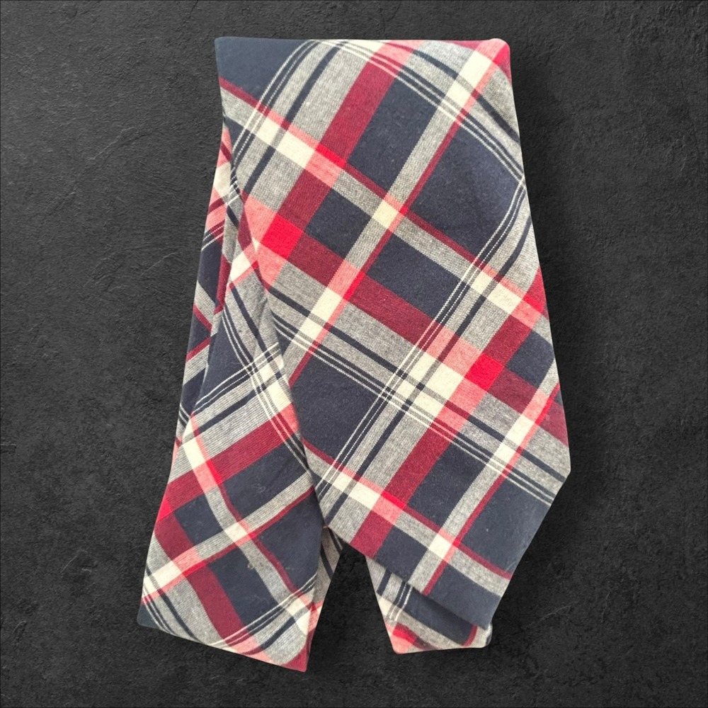 Brooks Brothers Plaid Silk Necktie Navy Blue Red White NEW!